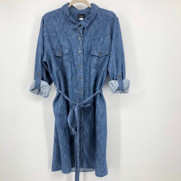 Simply Emma Dresses & Skirts - Simply Emma Blue Jean Shirt Dress 2X  with self be